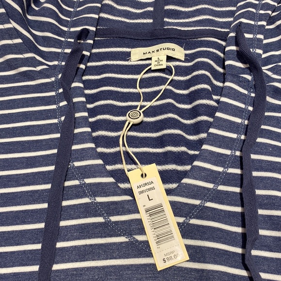 Max studio Striped Short Sleeve Hoodie Dress - NWT - Picture 4 of 4